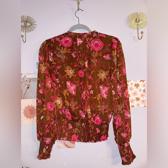 Joie Swiss Dot Floral Boho Blouse Like New Sz sm NWOT - Picture 4 of 5